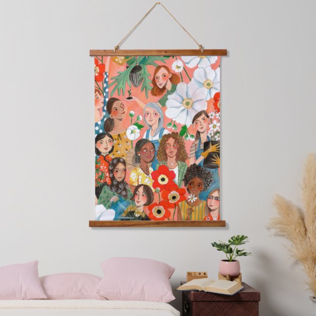 Tapisserie Suspendue Saumon élégante Fête internationale des femmes Flo (Chambre à coucher)
