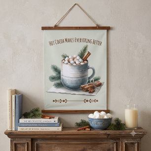 Tapisserie Suspendue Scène de cacao d'hiver Marshmallow cosy