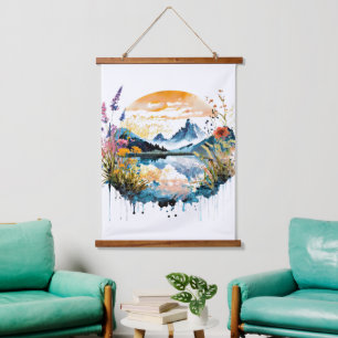 Tapisserie Suspendue Scène de montagne à l'aquarelle