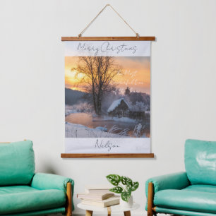 Tapisserie Suspendue Scène hivernale personnalisée pour les fêtes de No