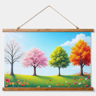 Tapisserie Suspendue Seasons in Harmony – Four Trees Through the Year