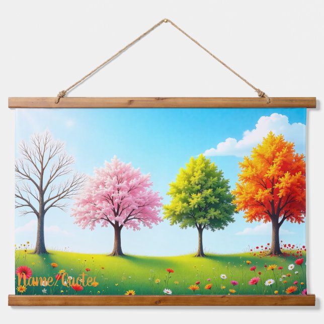 Tapisserie Suspendue Seasons in Harmony – Four Trees Through the Year (Devant)