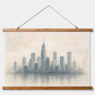 Tapisserie Suspendue Serene Cityscape Réflexion Impression, Skyline mod