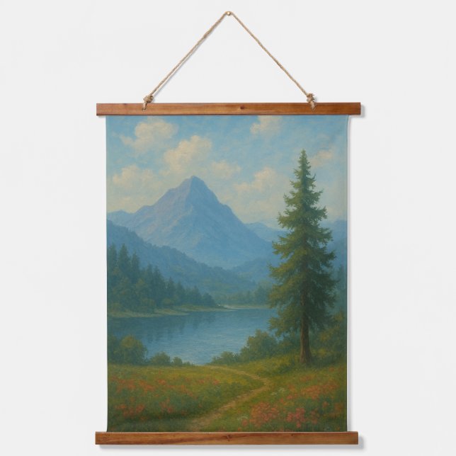 Tapisserie Suspendue Serene Mountain Lake Landscape Wall Art (Recto)