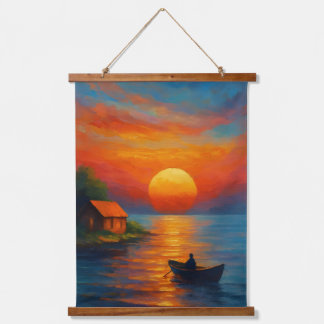 Tapisserie Suspendue Serene Sunset Over the Lake – Topped Wall Tapestry