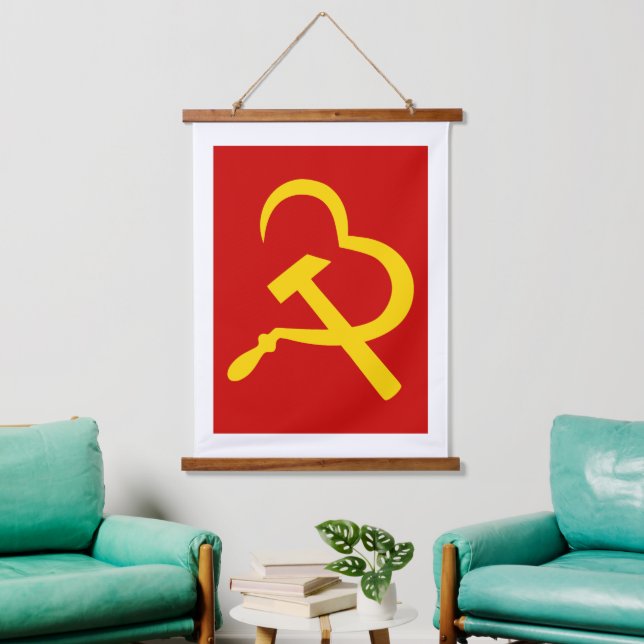 Tapisserie Suspendue Sickle And Hammer, Heart, Love, Communism (Salon)