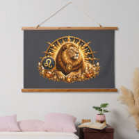 Signe du zodiaque Lion en or avec pierres précieus