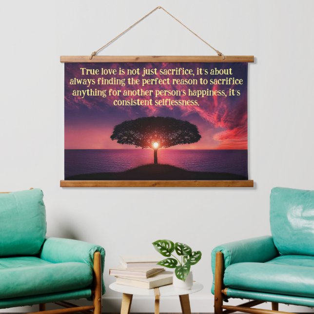 Tapisserie Suspendue Silhouette avec beau soleil rose océanique (Salon)