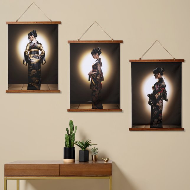 Tapisserie Suspendue Silhouette japonaise Kimono (Asymétrique)