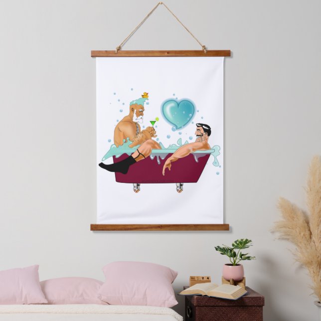Tapisserie Suspendue SlipperyJoe's deux gays hommes aiment la baignoire (Chambre à coucher)