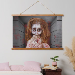 Tapisserie Suspendue SlipperyJoe's old doll Happy Halloween creepy bloo