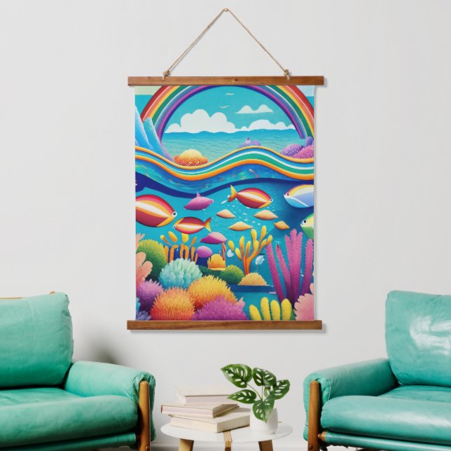 Tapisserie Suspendue Sous l'eau colorée sous l'arc en ciel (Salon)
