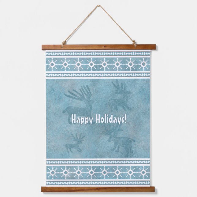 Tapisserie Suspendue Southwest Style Winter Themed Personalized Blue (Recto)