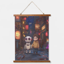 Starlit Stroll : Un garçon et son ami robot