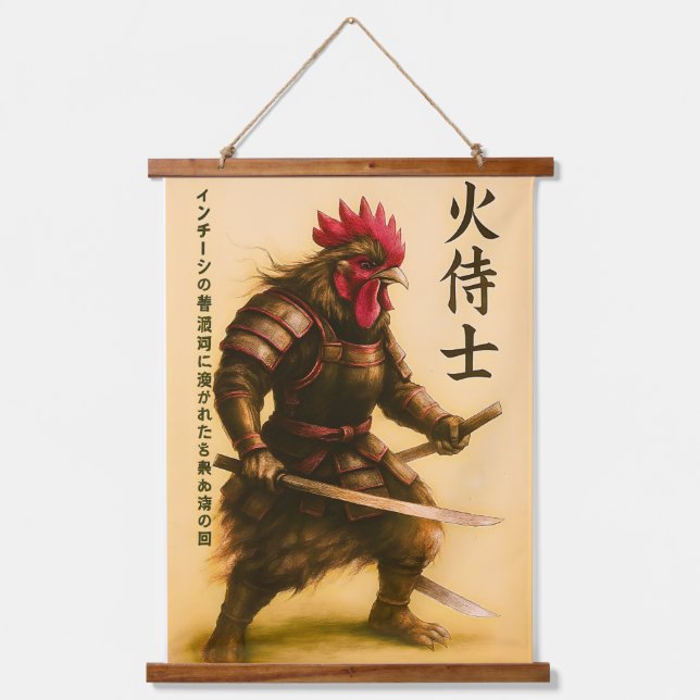 Tapisserie Suspendue Stéréoster Samurai Warrier - encre japonaise (Recto)