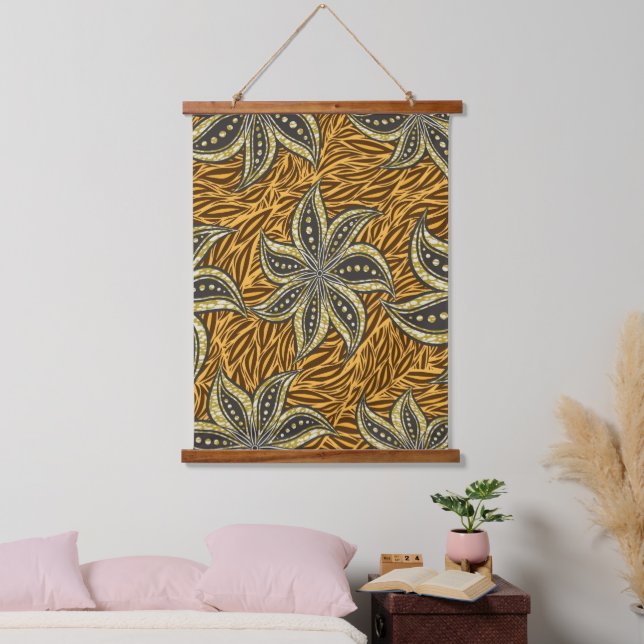 Tapisserie Suspendue Style Batik Floral Abstrait africain (Chambre à coucher)