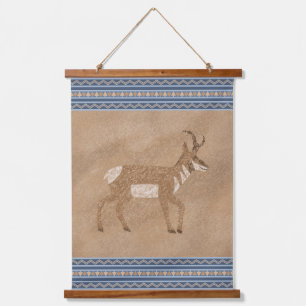 Tapisserie Suspendue Sud-Ouest Pronghorn Marcher Antelope Bordure Bleue