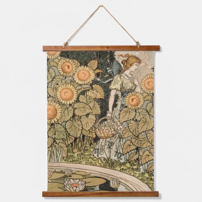 Tapisserie Suspendue Sunflower Art Nouveau Jardin Grasset Femme (Recto)