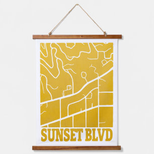 Tapisserie Suspendue Sunset Boulevard - Carte minimaliste de Los Angele