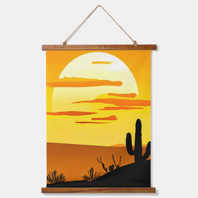 Tapisserie Suspendue Sunset du désert du sud-ouest avec Cactus (Recto)