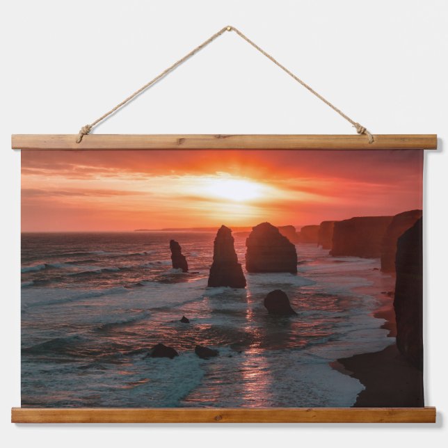 Tapisserie Suspendue Sunset Over the Ocean Cliffs Wall Art (Devant)