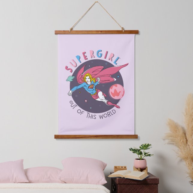 Tapisserie Suspendue Supergirl hors de ce monde Retro Graphisme (Chambre à coucher)