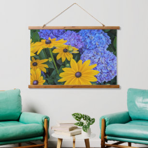 Tapisserie Suspendue Susan aux yeux noirs et Hydrangea bleue Floral