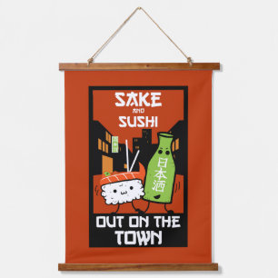 Tapisserie Suspendue Sushi Et Sake Foodies Napkin