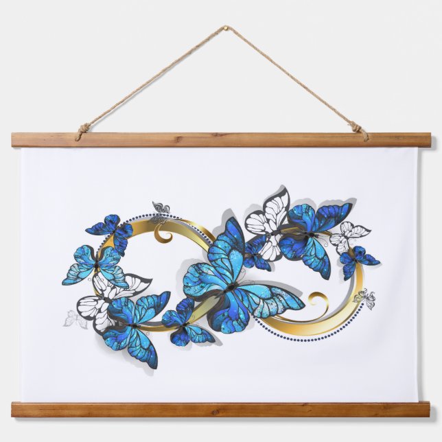 Tapisserie Suspendue Symbol Infinity of Blue Morpho Butterflies (Devant)