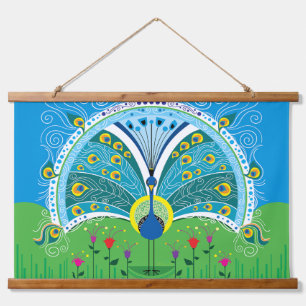 Tapisserie Suspendue Symétrie de paon enchanteur