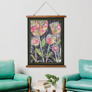 Tapisserie Suspendue Tapestry - Mixed Media Flowers