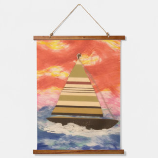 Tapisserie Suspendue Tapestry - Sailboat with Striped Sail 