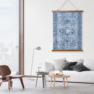 Tapisserie Suspendue Tapis Persan Floral Indigo Bohème Vintage
