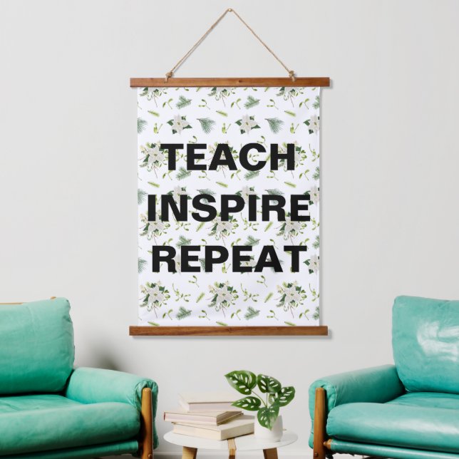Tapisserie Suspendue Teach Inspire Repeat Classroom Wall (Salon)