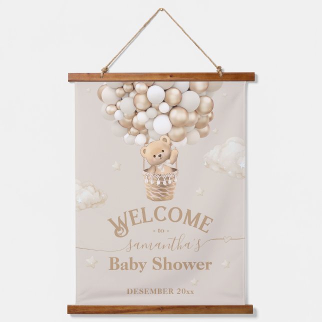 Tapisserie Suspendue Teddy Bear Balloon Bearly Wait Baby shower bienven (Recto)