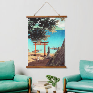 Tapisserie Suspendue Temple Chuzenji à la plage Utagahama Kawase Hasui