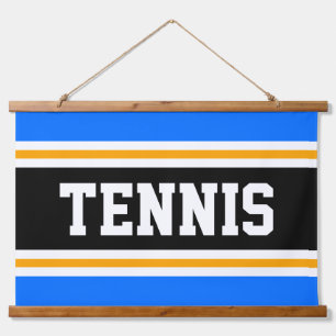 Tapisserie Suspendue TENNIS Fun Bleu Bleu Bleu Noir Jaune Sportif Strip