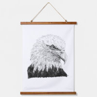 Tête d'aigle chauve noir blanc pointillisme dessin
