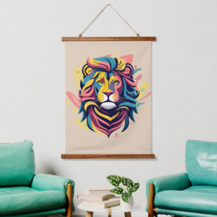 Tapisserie Suspendue Tête de lion Abstraite