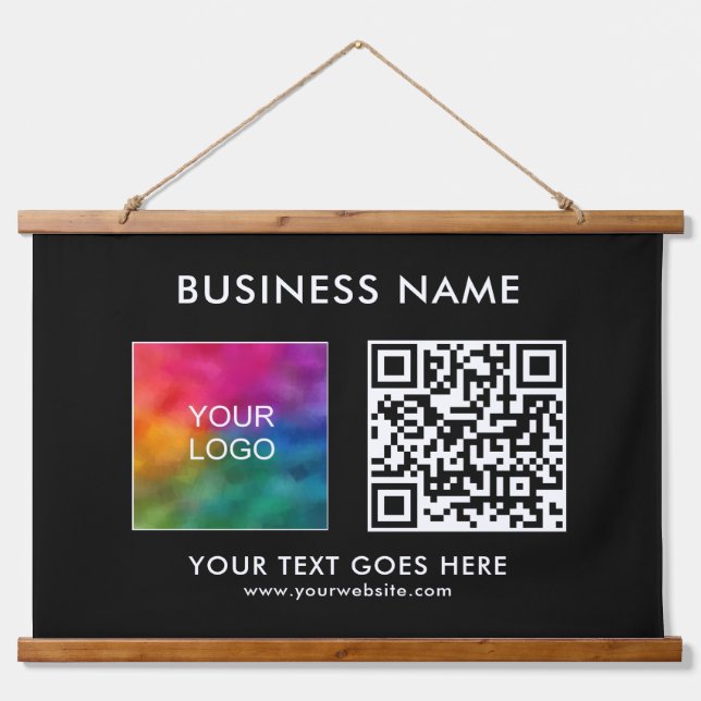 Tapisserie Suspendue Texte du logo du code QR de l'entreprise personnal (Devant)