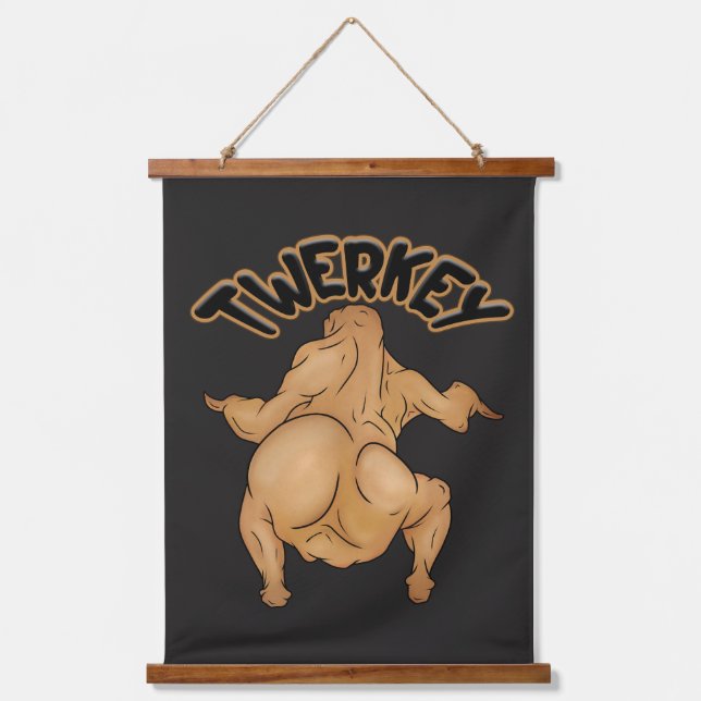 Tapisserie Suspendue Thanksgiving Twerkey Wood Topped Wall Tapestry (Recto)