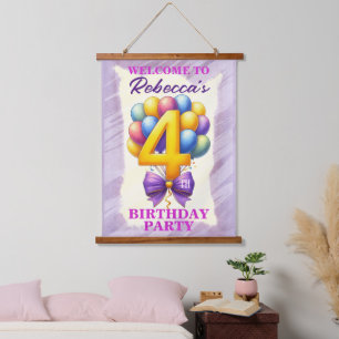 Tapisserie Suspendue Thème de ballons pour 4ème anniversaire