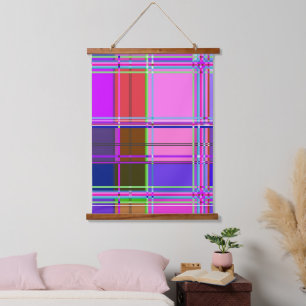 Tapisserie Suspendue Tissu à carreaux rose motif Madras