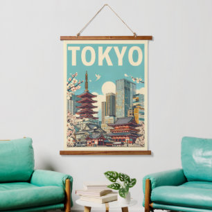 Tapisserie Suspendue Tokyo Japon Voyage vintage cartes cadeaux magnifiq