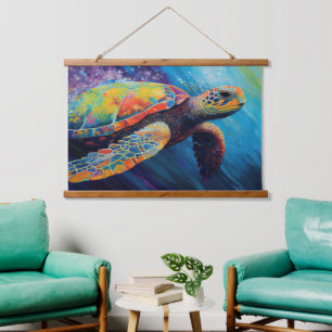 Tapisserie Suspendue Tortue de mer à l'aquarelle