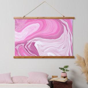Tapisserie Suspendue Tourbillons roses et Marbres blancs