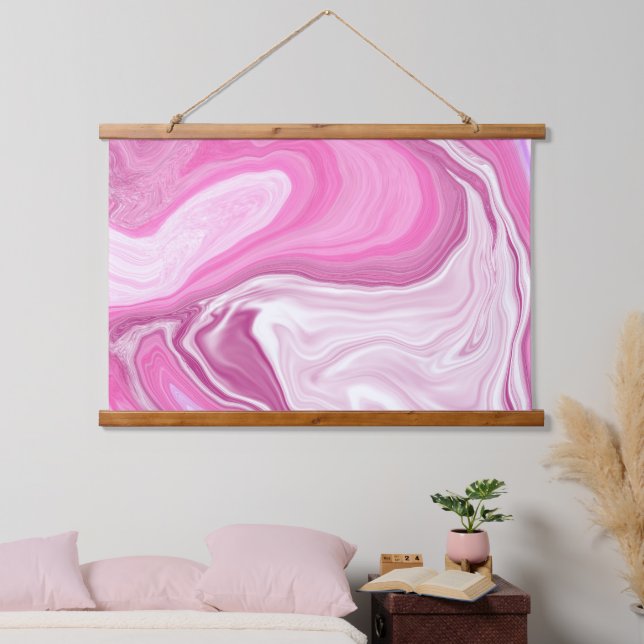 Tapisserie Suspendue Tourbillons roses et Marbres blancs (Chambre à coucher)