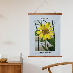 Tapisserie Suspendue Tournesol jaune Bonjour Soleil Bleu pâle