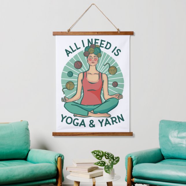 Tapisserie Suspendue Tout ce dont j'ai besoin est Yoga et Yarne Phrase (Salon)