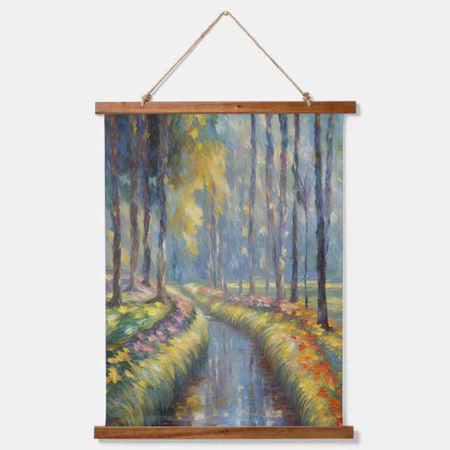 Tapisserie Suspendue Tranquil River Path Impressionniste Paysage Art (Recto)